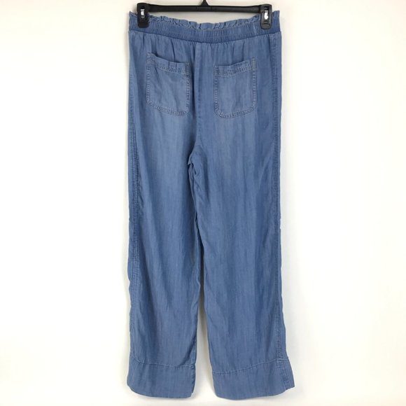 NEW Knox Rose Chambray Wide Leg Pants Women's Large Pull-On High Waist Pockets - Picture 3 of 9